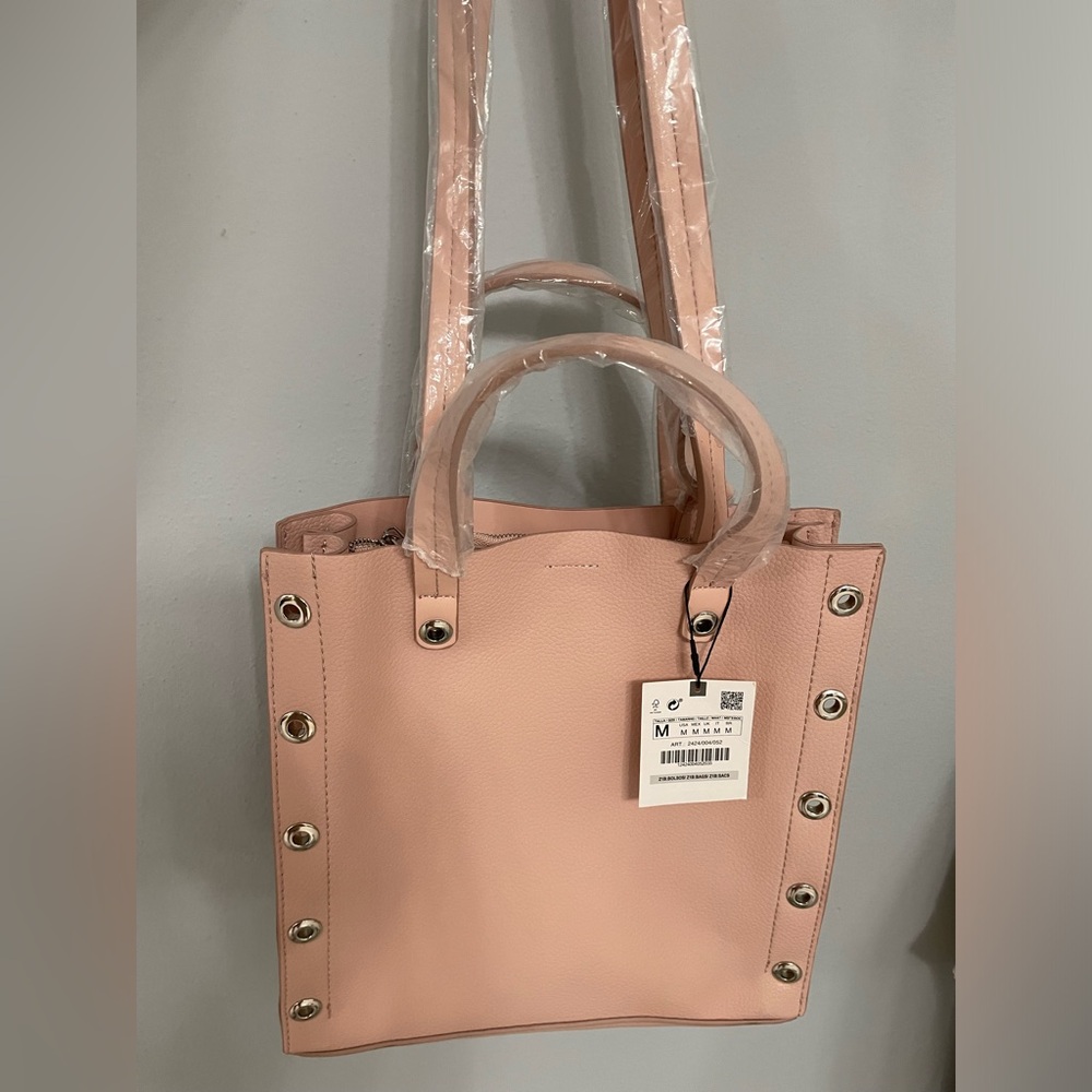 Zara Squared Shopper with Metal Ring Trim
color: Pink - Picture 7 of 7